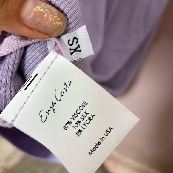 Enza Costa Mock Neck Rib Silk Midi in Lilac - Picture 5 of 5